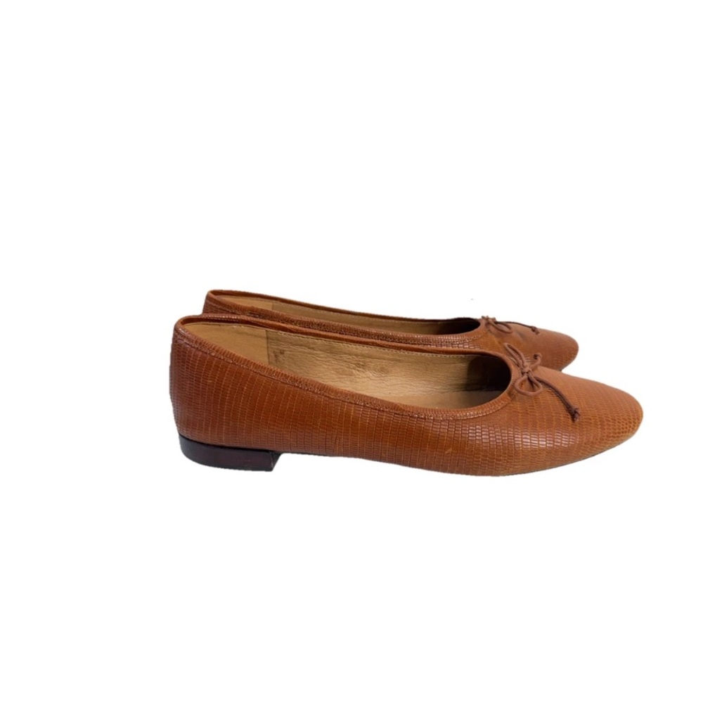 Madewell Maria Ballet Flats in a warm nutmeg brown lizard-embossed leather Sz 9